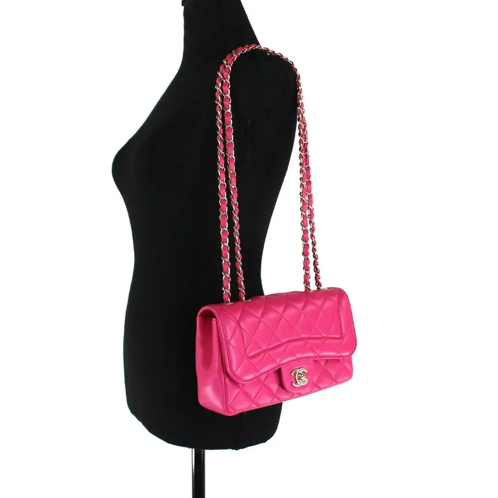 CHANEL Mini Pink Quilted Lambskin Mademoiselle Chic Mini Flap Bag Gold CC Logo - Picture 11 of 11